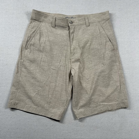 Eddie Bauer Shorts Mens 32 Travex Chino Golf Performance Stretch Beige10" Inseam - Picture 1 of 9